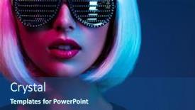  Presentation with girl model - Slide set enhanced with stylish-blonde-in-shiny-dress background and a ocean colored foreground