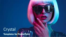  Presentation with girl model - PPT layouts with stylish-blonde-in-shiny-dress background and a ocean colored foreground