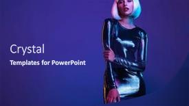  Presentation with girl model - Slide set with stylish-blonde-in-shiny-dress background and a navy blue colored foreground