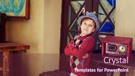  Presentation with retro radio - Presentation design featuring stylish-boy-with-a-retro background and a tawny brown colored foreground