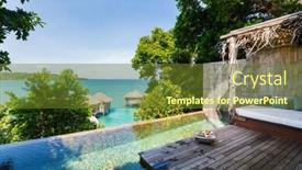  Presentation with luxury resort - Presentation theme featuring stylish bungalow with private swimming pool in luxury resort background and a tawny brown colored foreground