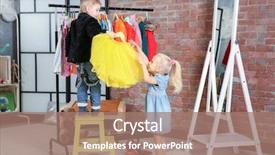  Presentation with children playing - Beautiful slide deck featuring stylish clothings - cute little children playing backdrop and a coral colored foreground