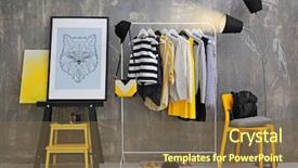  Presentation with clothes - Audience pleasing PPT theme consisting of stylish clothings - fashionable clothes hanging on rack backdrop and a tawny brown colored foreground