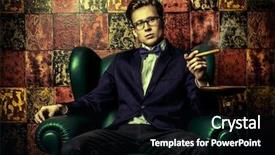  Presentation with music man in suit guitar - Cool new presentation theme with stylish clothings - handsome young man in elegant backdrop and a black colored foreground