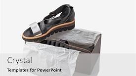  Presentation with box - Slide deck enhanced with stylish-comfortable-women-sandals background and a light gray colored foreground