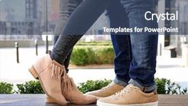  Presentation with beige art retro - Presentation consisting of stylish couple in beige shoes background and a ocean colored foreground