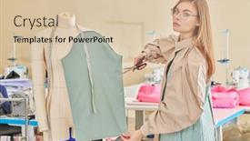  Presentation with design fashion - Slide set featuring stylish-female-fashion-designer-working background and a lemonade colored foreground