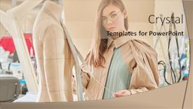  Presentation with design fashion - Presentation theme featuring stylish-female-fashion-designer-working background and a  colored foreground