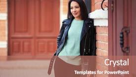  Presentation with green fashion - PPT theme with stylish female model wearing black background and a coral colored foreground