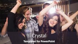  Presentation with bar - Slides featuring stylish-friends-dancing-and-smiling and a  colored foreground