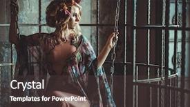  Presentation with flower woman - PPT theme having stylish girl in cage flower background and a dark gray colored foreground