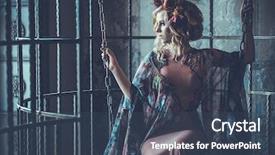  Presentation with cage - Cool new slides with stylish girl in cage flower backdrop and a ocean colored foreground