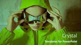  Presentation with hip - PPT theme enhanced with stylish-girl-in-green-hoodie background and a tawny brown colored foreground