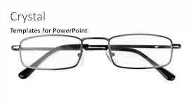  Presentation with glasses - PPT layouts having stylish-glasses-isolated-on-white background and a white colored foreground