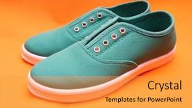  Presentation with green fashion - Cool new theme with stylish green sneakers on orange backdrop and a gold colored foreground