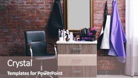  Presentation with hairdressing salon - Beautiful slide set featuring stylish hairdressing salon backdrop and a gray colored foreground