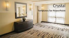  Presentation with rich - Audience pleasing PPT theme consisting of stylish hallway in modern residence backdrop and a lemonade colored foreground