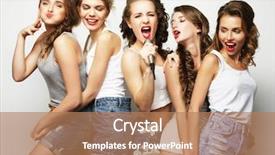  Presentation with group - Audience pleasing presentation consisting of stylish hipster girls singing karaoke backdrop and a coral colored foreground