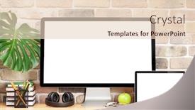  Presentation with studio - Beautiful PPT theme featuring stylish-home-studio-workspace backdrop and a lemonade colored foreground