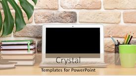  Presentation with laptop blank screen - Colorful slide deck enhanced with stylish-home-studio-workspace backdrop and a lemonade colored foreground