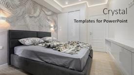  Presentation with gray - Presentation theme with stylish-interior-of-gray-bedroom background and a light gray colored foreground