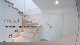  Presentation with stairs - Theme with stylish-interior-with-wooden-stairs background and a light gray colored foreground