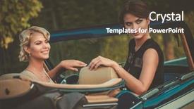  Presentation with stylish peacock feather - Colorful slide set enhanced with stylish ladies in a classic backdrop and a tawny brown colored foreground