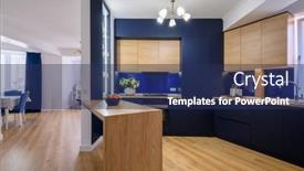  Presentation with renovation - Presentation theme having stylish-large-studio-apartment background and a ocean colored foreground