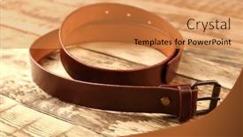  Presentation with leather - Audience pleasing slide deck consisting of stylish-leather-belt-on-wooden backdrop and a gold colored foreground