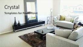  Presentation with elegant furniture design - Audience pleasing slide set consisting of stylish living room with elegant backdrop and a  colored foreground