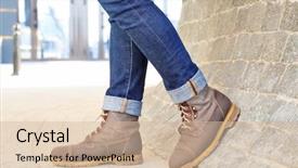  Presentation with pavement - Beautiful presentation theme featuring stylish man in brown shoes backdrop and a  colored foreground