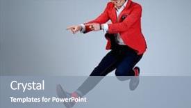  Presentation with red carpet retro style - Presentation design featuring stylish man in red jacket background and a  colored foreground