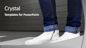  Presentation with city street - Presentation theme featuring stylish man in white shoes background and a  colored foreground