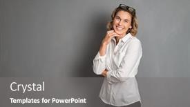  Presentation with entrepreneur - Presentation theme with stylish-mid-adult-woman-smiling background and a gray colored foreground