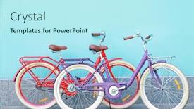  Presentation with bicycles - Presentation consisting of stylish new bicycles near color wall outdoors background and a cool aqua colored foreground
