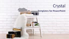  Presentation with white brick wall - Slide deck with stylish present boxes on white brick wall background background and a sky blue colored foreground