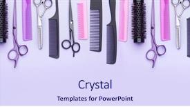  Presentation with accessories - Audience pleasing PPT theme consisting of stylish professional barber scissors backdrop and a sky blue colored foreground