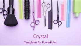  Presentation with hairdressing salon - Cool new slide deck with stylish professional barber scissors backdrop and a pink colored foreground