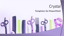  Presentation with hairdressing salon - PPT theme enhanced with stylish professional barber scissors background and a sky blue colored foreground