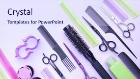  Presentation with hairdressing salon - PPT theme having stylish professional barber scissors background and a  colored foreground