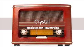  Presentation with transistor - Colorful PPT layouts enhanced with stylish radio on white background backdrop and a tawny brown colored foreground