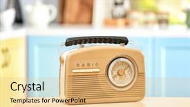  Presentation with radio - PPT theme with stylish radio receiver on kitchen background and a yellow colored foreground