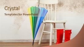  Presentation with boot camp boots - Slides featuring stylish rainbow umbrella rubber boots background and a  colored foreground