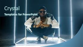  Presentation with rapper - Theme featuring stylish-rapper-in-gold-jewelry background and a ocean colored foreground