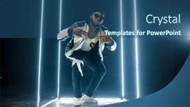  Presentation with jewelry gold - Slide deck with stylish-rapper-in-gold-jewelry background and a ocean colored foreground