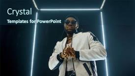  Presentation with rapper - Amazing PPT theme having stylish-rapper-in-sunglasses-dark backdrop and a ocean colored foreground