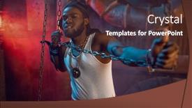  Presentation with rapper - PPT theme enhanced with stylish-rapper-poses-with-chains background and a tawny brown colored foreground