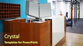  Presentation with blue aged wood sign - Theme having stylish reception with wooden counter background and a tawny brown colored foreground