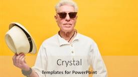  Presentation with hat - Theme enhanced with stylish-senior-man-in-sunglasses background and a lemonade colored foreground