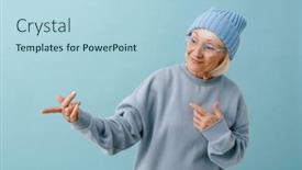  Presentation with winter blue - Slides enhanced with stylish-senior-woman-in-winter background and a light blue colored foreground